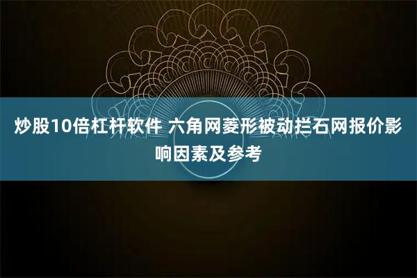 炒股10倍杠杆软件 六角网菱形被动拦石网报价影响因素及参考